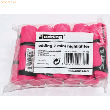 edding Textmarker edding 7 mini highlighter 1-3 mm VE=10 Stück Polybeu edding Textmarker edding 7 mini highlighter 1-3 mm VE=10 Stück Polybeu von Edding