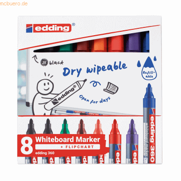 edding Whiteboardmarker 4-360-8-S2999 1,5-3mm sortiert 8 Stück von Edding
