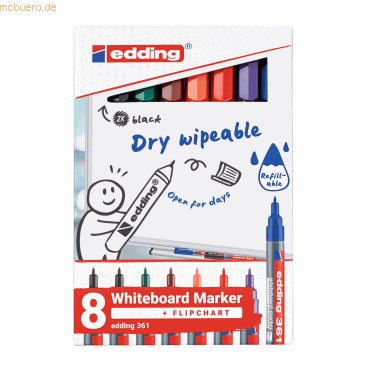 edding Whiteboardmarker 4-361-8-S2999 1mm sortiert 8 Stück von Edding