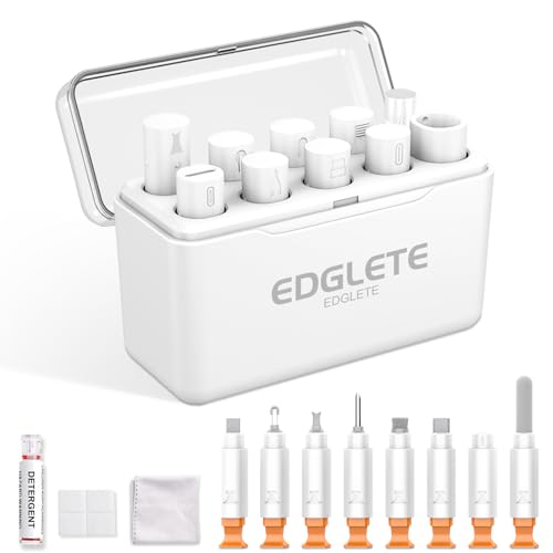 Edglete iPhone Renigungsset Handy Reinigungsset Reinigung - Ladebuchse Reiniger Kopfhörer Sauber Machen Set für iPhone Lautsprecher Smartphone, Reparaturkits für iPad Pro, Lightning-Ladekabel (Weiß) von Edglete