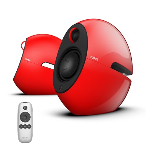 Edifier E25HD Bluetooth Lautsprecher-Set – 74 Watt – Hervorragende Soundqualität mit Bassreflexmembran – LDAC-Technologie – Bluetooth 5.3 – Elegantes Design – Optische + Aux-Anschlüsse – Rot von Edifier