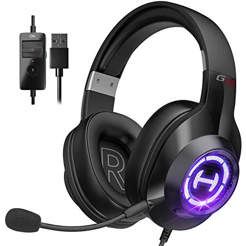 Edifier G2 II Gaming Headset Kopfhörer mit Einziehbar Mikrofon Noise Cancelling Kopfhörer Over Ear 7.1 Surround Sound Headphones für PC PS4 Laptop Mac, USB-Kabel, LED Light von Edifier