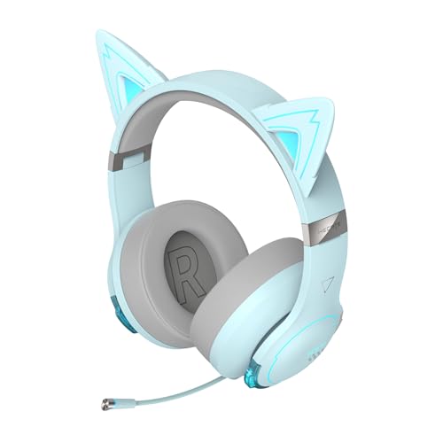 Edifier HECATE G5BT CAT Kabelloses Gaming Headset, 36H Akku, Einziehbar Dual-MIC ENC, Over-Ear Kopfhörer mit Magenetischem Katzenohr, Hi-Res Audio H+ Sound RGB-Licht für PC PS4 PS5 Phone Switch von Edifier