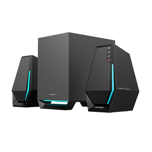 Edifier Hecate G1500 MAX 2.1 Computer-Lautsprecher-System, 60W Gaming-Lautsprecher mit Subwoofer Line Out, RGB-Licht, Bluetooth 5.3, USB, Typ-C, 3.5mm AUX-Eingang (Schwarz) von Edifier