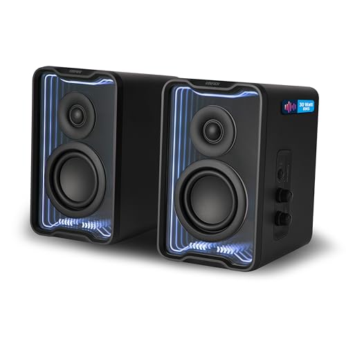Edifier QR30 Aktiver Desktop-Lautsprecher mit Bluetooth V5.4, dynamische Lichteffekte – 30 Watt RMS – Schwarz Edifier QR30 Aktiver Desktop-Lautsprecher mit Bluetooth V5.4, dynamische Lichteffekte – 30 Watt RMS – Schwarz von Edifier