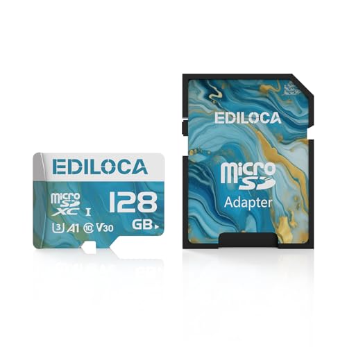 EDILOCA 128GB UHS-I Micro SD Card with Adapter, Speed up to 100MB/s, C10, U3,V30, A1, Full HD, 4K UHD, Memory Card for Dash Cam, Security Camera and Drones, TF Card EF1 EDILOCA 128GB UHS-I Micro SD Card with Adapter, Speed up to 100MB/s, C10, U3,V30, A1, Full HD, 4K UHD, Memory Card for Dash Cam, Security Camera and Drones, TF Card EF1 von Ediloca