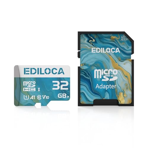 EDILOCA 32GB UHS-I Micro SD Card with Adapter, Speed up to 90MB/s, C10, U3,V30, A1, Full HD, 4K UHD, Memory Card for Dash Cam, Security Camera and Drones, TF Card EF1 EDILOCA 32GB UHS-I Micro SD Card with Adapter, Speed up to 90MB/s, C10, U3,V30, A1, Full HD, 4K UHD, Memory Card for Dash Cam, Security Camera and Drones, TF Card EF1 von Ediloca