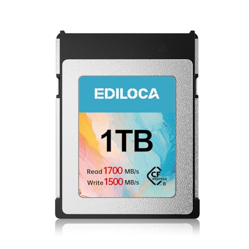 Ediloca EF5 1TB CFexpress Typ B Speicherkarte (1700MB/s Lesen, 1500MB/s Schreiben), 8K RAW CF Karte kompatibel mit DSLR/XQD Kamera, Speicherkarte für professionelle Fotografen, Videofilmer von Ediloca