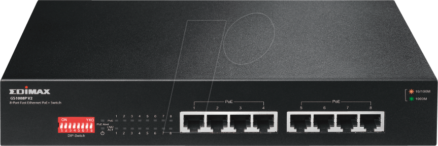 EDI ES-1008PV2 - Switch, 8-Port, Fast Ethernet, PoE+, DIPs von Edimax