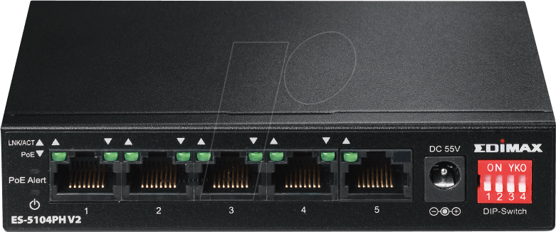 EDI ES-5104PHV2 - Switch, 5-Port, Fast Ethernet, PoE+, DIPs von Edimax