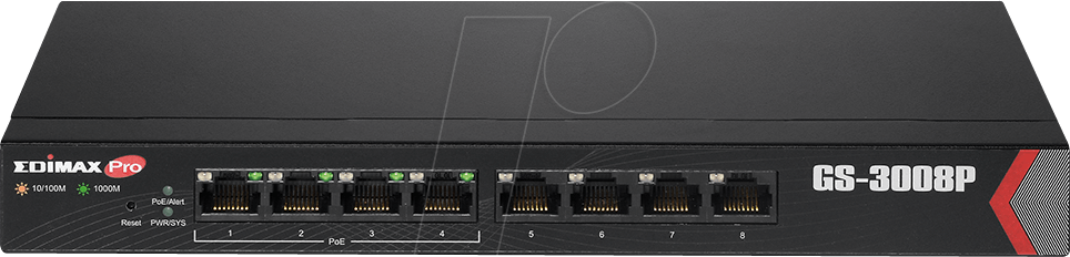 EDI GS-3008P - Switch, 8-Port, Gigabit Ethernet, PoE+ von Edimax