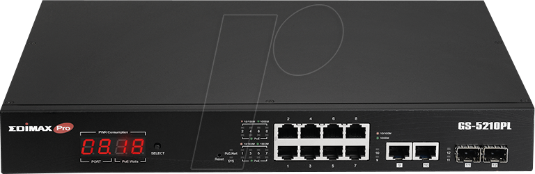 EDI GS-5210PL - Switch, 12-Port, Gigabit Ethernet, PoE+, SFP von Edimax