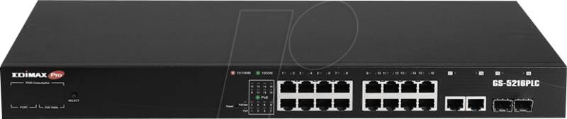 EDI GS-5216PLC - Switch, 18-Port, Gigabit Ethernet, RJ45/SFP, PoE+ von Edimax