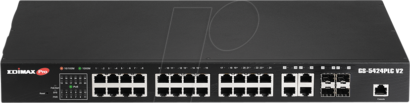 EDI GS-5424PLCV2 - Switch, 28-Port, Gigabit Ethernet, RJ45/SFP, PoE+ von Edimax