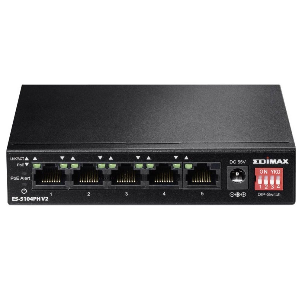 Edimax EDIMAX ES-5104PH V2 Netzwerk Switch 5 Port 100 MBit/s PoE-Funktion Netzwerk-Switch von Edimax