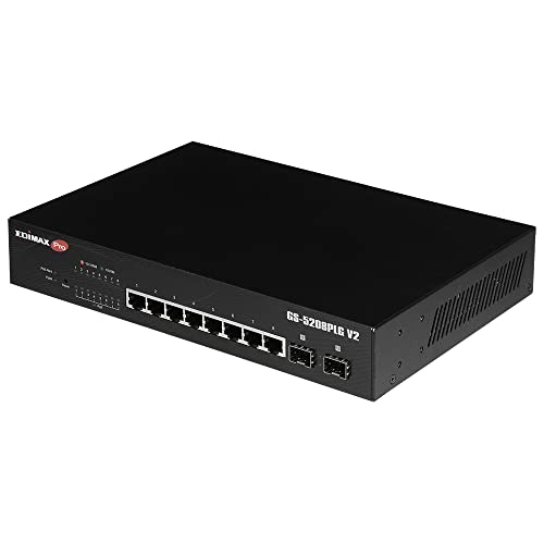 Edimax GS-5208PLG V2-10-Port Gigabit PoE+ Web Smart Switch für Langstrecken mit 2 SFP-Ports von Edimax