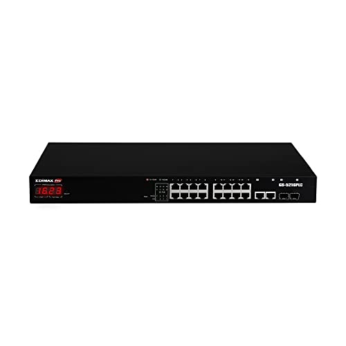 Edimax GS-5216PLC - Überwachungs-VLAN 18-Port Gigabit PoE+ Web Smart Switch für Langstrecken mit 2 Gigabit RJ45/SFP-Kombi-Ports von Edimax