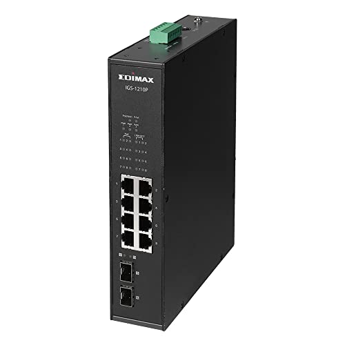 Edimax IGS-1210P - Industrieller 10-Port Gigabit PoE+-DIN-Schienen-Switch mit 2 SFP-Ports von Edimax