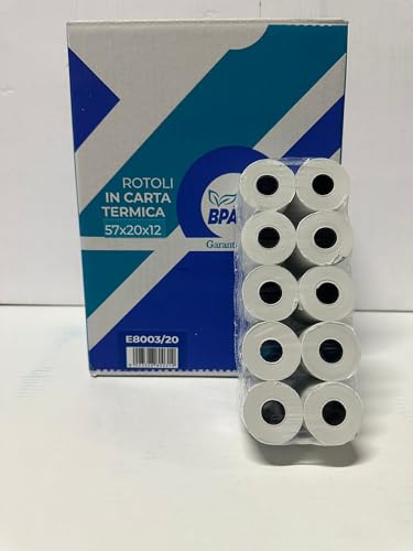 Box mit 100 Thermorollen POS 57/20/12, 48 g, BPA-frei (Blister à 10) von Edipro