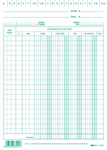 EDIPRO – E3340VE – 100 Karten mit Rechnung und ausgewiesener Mehrwertsteuer grün f.to 17 x 24 von Edipro