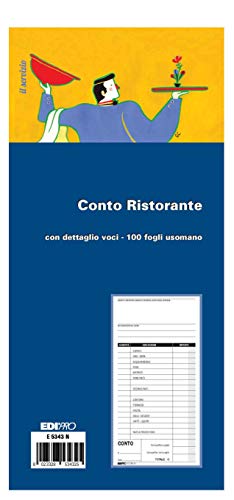 Edipro - E5343N - Restaurant-Konto mit Einzelheiten 100 Blatt für Handnutzung, 22 x 9,9 cm von Edipro