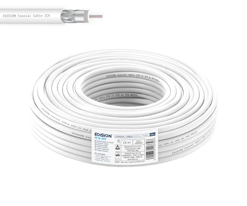 EDISION ICX-25 Koaxialkabel 25m, Antennenkabel 130dB Indoor PVC Weiß, Stahl/Kupfer Innenleiter CCS, SAT Kabel, geeignet für DVB-S2, DVB-T/T2, DVB-C, BK-Anlagen, CCTV, Ring 25m EDISION ICX-25 Koaxialkabel 25m, Antennenkabel 130dB Indoor PVC Weiß, Stahl/Kupfer Innenleiter CCS, SAT Kabel, geeignet für DVB-S2, DVB-T/T2, DVB-C, BK-Anlagen, CCTV, Ring 25m von Edision