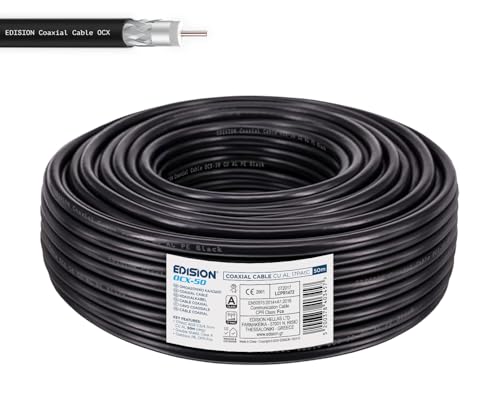 EDISION OCX-50 Koaxialkabel 50m, Antennenkabel 130dB Outdoor/Indoor PE Schwarz, reines Kupfer Innenleiter CU, SAT Kabel, geeignet für DVB-S2, DVB-T/T2, DVB-C, BK-Anlagen, CCTV, Ring 50m EDISION OCX-50 Koaxialkabel 50m, Antennenkabel 130dB Outdoor/Indoor PE Schwarz, reines Kupfer Innenleiter CU, SAT Kabel, geeignet für DVB-S2, DVB-T/T2, DVB-C, BK-Anlagen, CCTV, Ring 50m von Edision