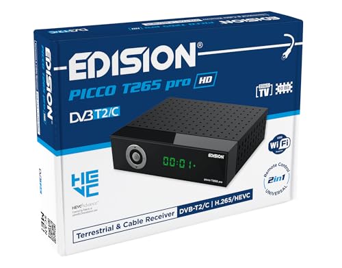 EDISION Picco T265 pro HD Terrestrischer & Kabel Receiver DVB-T2/C H.265 HEVC FTA Full HD, PVR, USB, HDMI, SCART, S/PDIF, IR-Auge, USB WiFi Support, Universal 2in1 Fernbedieung, 2in1 Netzteil EDISION Picco T265 pro HD Terrestrischer & Kabel Receiver DVB-T2/C H.265 HEVC FTA Full HD, PVR, USB, HDMI, SCART, S/PDIF, IR-Auge, USB WiFi Support, Universal 2in1 Fernbedieung, 2in1 Netzteil von Edision