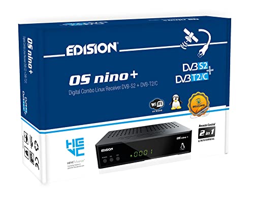 Edision OS NINO+ Full HD Linux E2 Combo-Receiver H.265/HEVC (1x DVB-S2, 1x DVB-T2/C, WLAN onboard, Bluetooth onboard, 2x USB, HDMI, LAN, Linux, Kartenleser) schwarz von Edision
