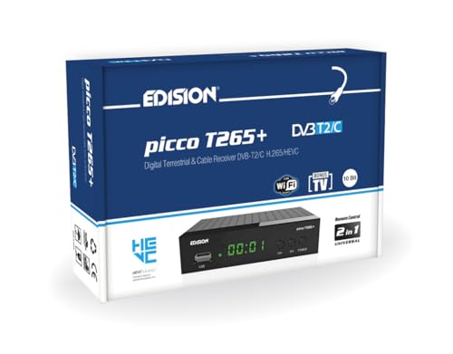 Edision Picco T265+ Terrestrischer DVB-T2 und Kabel DVB-C Receiver, H265 HEVC, FTA Full HD PVR, USB, HDMI, SCART, S/PDIF, IR, USB WiFi Support, Universal 2in1 Fernbedieung, Schwarz Edision Picco T265+ Terrestrischer DVB-T2 und Kabel DVB-C Receiver, H265 HEVC, FTA Full HD PVR, USB, HDMI, SCART, S/PDIF, IR, USB WiFi Support, Universal 2in1 Fernbedieung, Schwarz von Edision