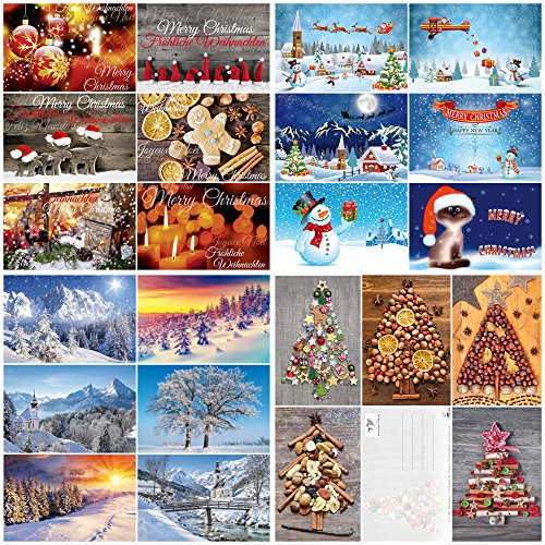 Edition Colibri 100-er Weihnachtskarten-Set WEIHNACHTEN: Postkarten-Set mit einem bunten Mix an Weihnachtskarten mit 25 verschiedenen Motiven á 4 St (10642-10831) von Edition Colibri
