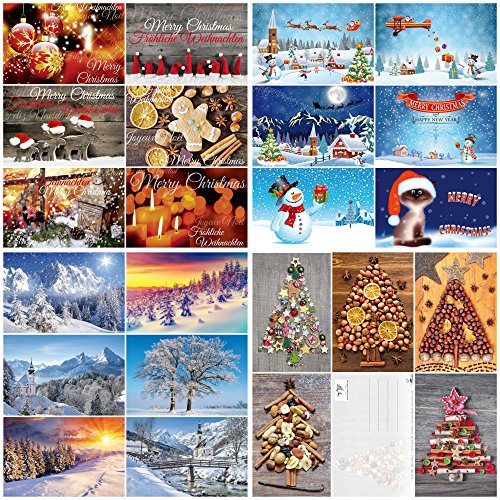 Edition Colibri Weihnachtskarten: 100er-Weihnachtskarten-Set, Postkarten-Set mit einem bunten Mix aus Weihnachtskarten mit 25 verschiedenen Motiven à 4 Stück (10642-10831) von Edition Colibri