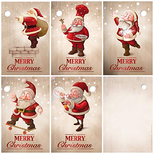 Edition Colibri 25 Geschenkanhänger Weihnachten, 52 x 74 mm / 5 lustige Weihnachtsmann-Motive je 5 St. / Weihnachtsanhänger, Anhänger, Geschenkkarten, Anhängeetiketten, Anhängeschilder (Set 4) von Edition Colibri