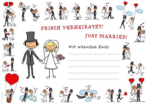 Edition Colibri 55 Ballonflugkarten LUSTIGES BRAUTPAAR für die Hochzeit/Ballonflugkarten Hochzeit, extra leicht, wetterfest, bereits vorgelocht (Set 1) von Edition Colibri