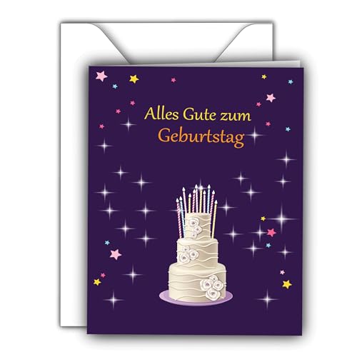 Edition Colibri Glückwunschkarte zum Geburtstag mit Umschlag, Happy Birthday Karten, Geburtstag Karte, Geburtstagskarte für Mann und Frau, Sterne, lila Edition Colibri Glückwunschkarte zum Geburtstag mit Umschlag, Happy Birthday Karten, Geburtstag Karte, Geburtstagskarte für Mann und Frau, Sterne, lila von Edition Colibri
