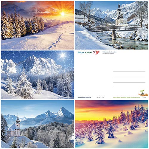 Edition Colibri WINTER LANDSCHAFTEN (Set 4): 50-er Postkarten Set (5 Motive x 10 St.) mit winterlichen Natur-Motiven aus den Alpen (10742-46) von Edition Colibri