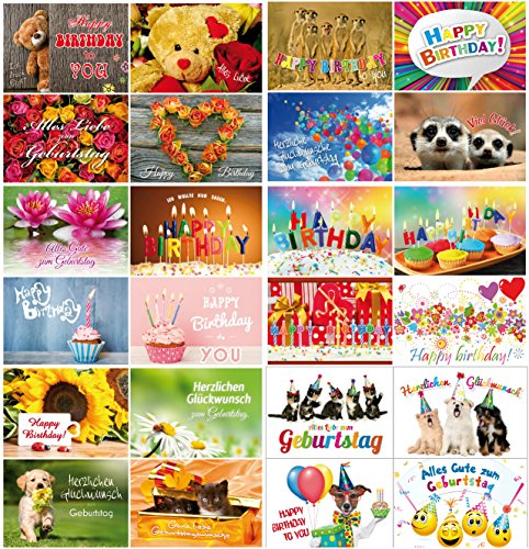 Geburtstagskarten Set (Set 3): 24-er Postkarten Set mit Herz & Humor - alles verschiedene Motive von EDITION COLIBRI (10834-860) von Edition Colibri