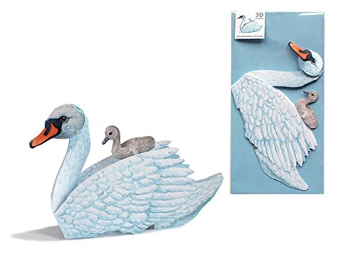 "SCHWAN mit Küken" 3 D-Pop-Up-Karte/Faltkarte mit einer Schwanen-Mama mit Baby - eine süße Glückwunschkarte zur Geburt von Edition Colibri