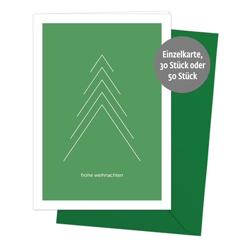 30er-Set Weihnachtskarten Grußkarten „Frohe Weihnachten“ – Minimalistische Klappkarten im Premium-Format mit Umschlag in Tannengrün 30er-Set Weihnachtskarten Grußkarten „Frohe Weihnachten“ – Minimalistische Klappkarten im Premium-Format mit Umschlag in Tannengrün von Edition SF