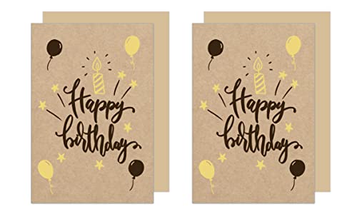 Edition Seidel 2 Premium Geburtstagskarten mit Goldprägung und Umschlag. Glückwunschkarte Geburtstag Happy Birthday Mann Frau Karte Gold (G3204) von Edition Seidel