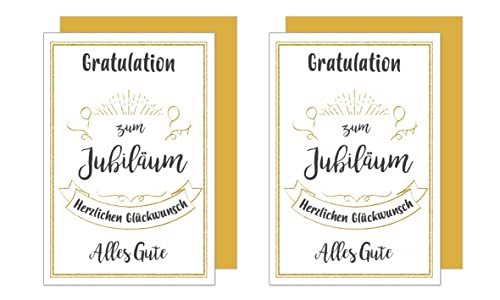 Edition Seidel 2 Premium Glückwunschkarten zum Jubiläum mit Umschlag. Karte zum Jubiläum mit Spruch Jubiläumskarte Grusskarte Gratulation Billet Mann Frau (J118) von Edition Seidel