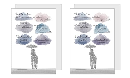Edition Seidel 2 Premium Trauerkarten mit Umschlag. Beileidskarte Trauer Karte mit Spruch Trauer Abschied Teilnahme Mitgefühl (T1100) von Edition Seidel