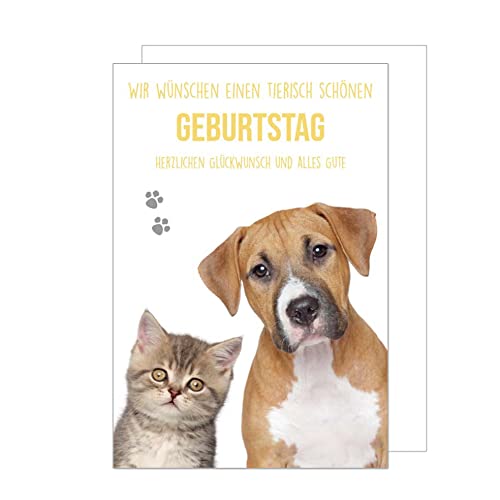 Edition Seidel Premium Geburtstagskarte mit Goldprägung und Umschlag. Glückwunschkarte Tierkarte Billet Geburtstag Katze Hund Happy Birthday (G3103 SW023) von Edition Seidel
