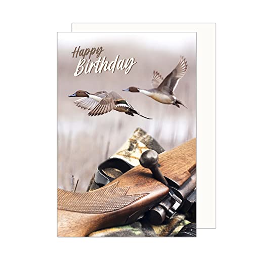 Edition Seidel Premium Geburtstagskarte mit Umschlag. Glückwunschkarte Billet Happy Birthday Enten Jagd Jagdschein (G3484 SW023) von Edition Seidel