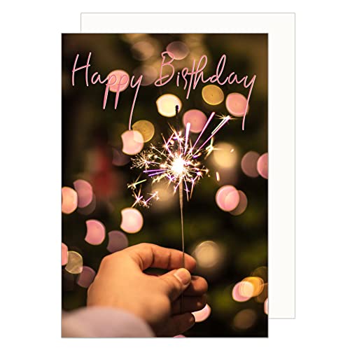 Edition Seidel Premium Geburtstagskarte mit Umschlag. Glückwunschkarte Billet Happy Birthday Geburtstag Grusskarte Mann Frau Wunderkerze (G3387 SW023) von Edition Seidel