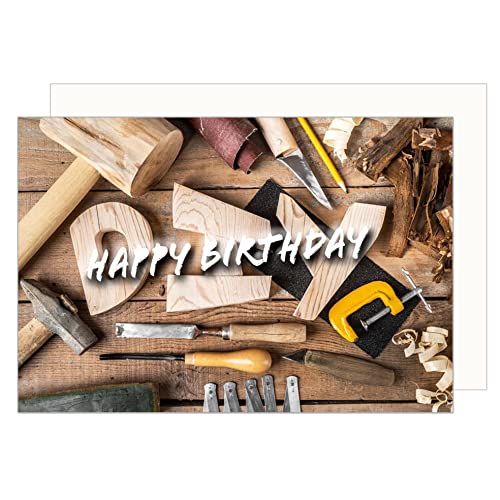 Edition Seidel Premium Geburtstagskarte mit Umschlag. Glückwunschkarte Billet Happy Birthday Grusskarte Mann Handwerker Handwerk (G3432 SW023) von Edition Seidel