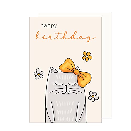 Edition Seidel Premium Geburtstagskarte mit Umschlag. Glückwunschkarte Billet Happy Birthday Humor Lustig cool Frau Mädchen Teenager Kids Katze Blumen (G3465 SW023) von Edition Seidel