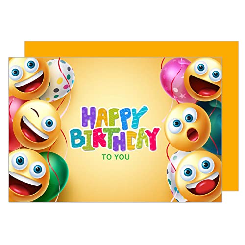 Edition Seidel Premium Geburtstagskarte mit Umschlag. Glückwunschkarte Billet Happy Birthday Humor Lustig cool Mann Frau Teenager Junge Mädchen Emoji Smiley (G3499 SW023) von Edition Seidel