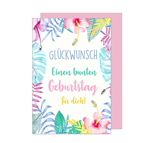 Edition Seidel Premium Geburtstagskarte mit Umschlag. Glückwunschkarte Grusskarte Billet Geburtstag Happy Birthday Mann Frau Aquarell Blumen Karte (G2874 SW023) von Edition Seidel