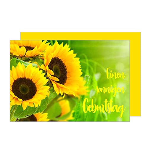 Edition Seidel Premium Geburtstagskarte mit Umschlag. Glückwunschkarte Grusskarte Billet Happy Birthday Mann Frau Einen sonnigen Geburtstag Sonnenblumen Blume Karte (G2794 SW023) von Edition Seidel